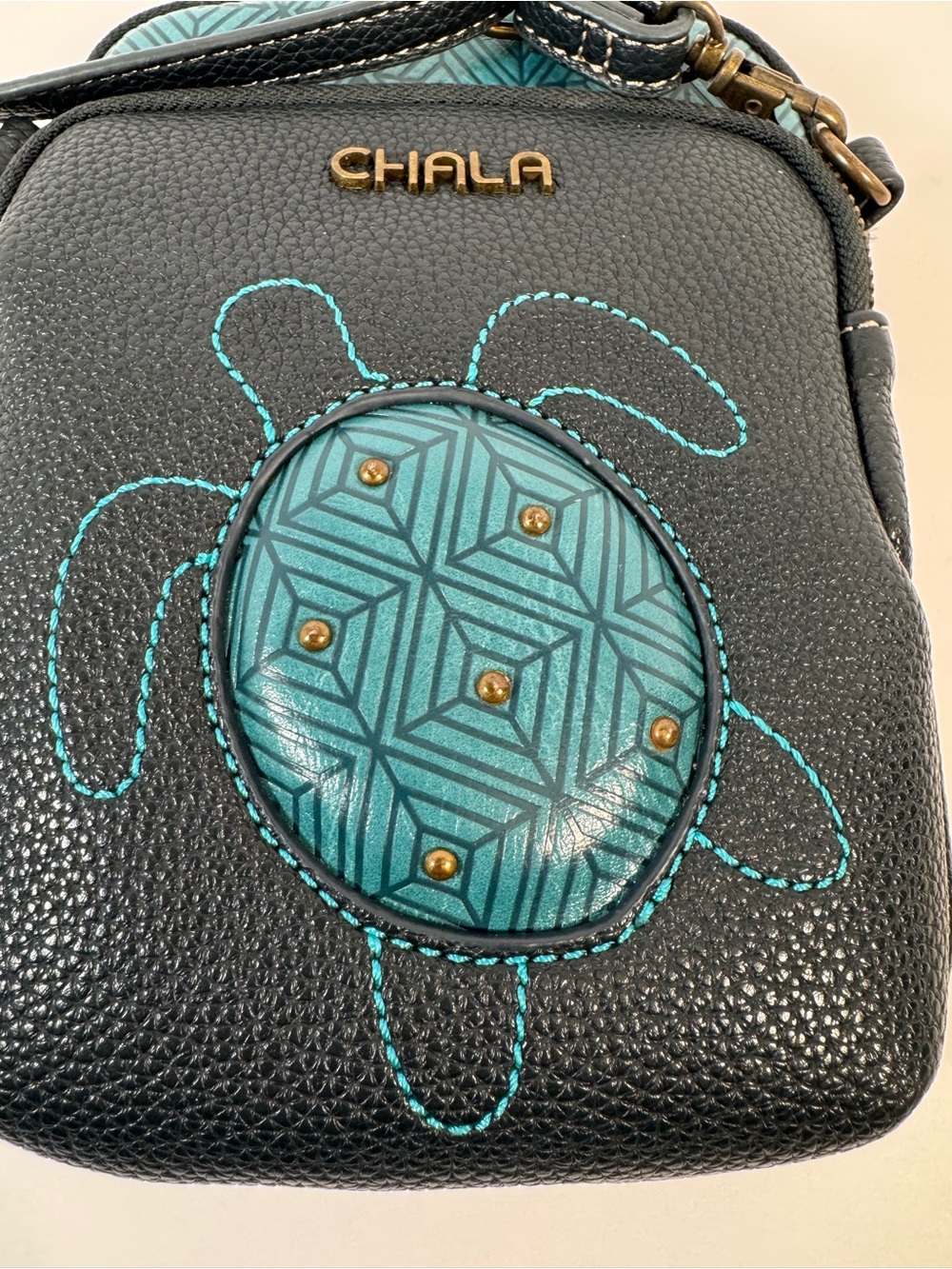 Chala Teal Turtle Crossbody Purse - Picture 8 of 14